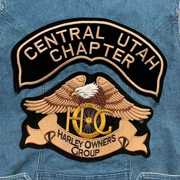 Vintage Harley Davidson Denim Vest Medium Wash Utah Chapter Motorcycle Patches - Picture 16 of 16